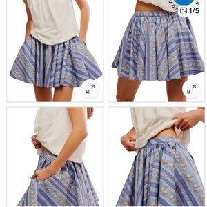 Free People L Gaia Floral Pocket Skater Skirt